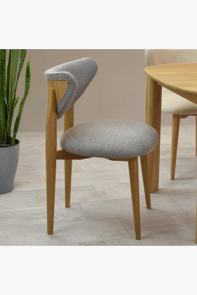 Esszimmerstuhl Eiche massiv grau gepolstert modern